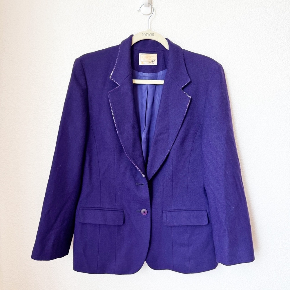 Custom Pendleton Vintage Purple Blazer with Wolf Zombie patch Size 10